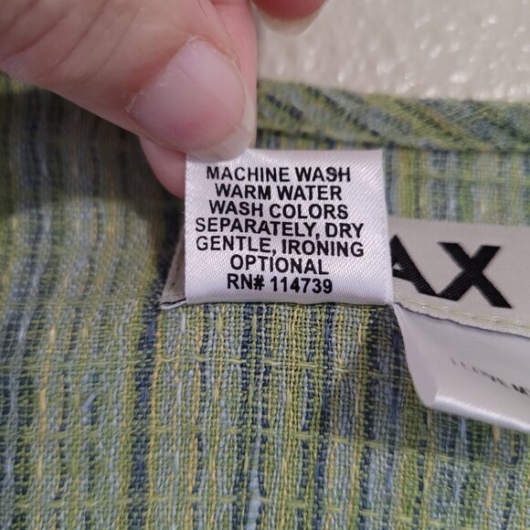 Flax Shirt Womens S Green Striped V-Neck Button Front Lagenlook Shacket Beach - Picture 6 of 11